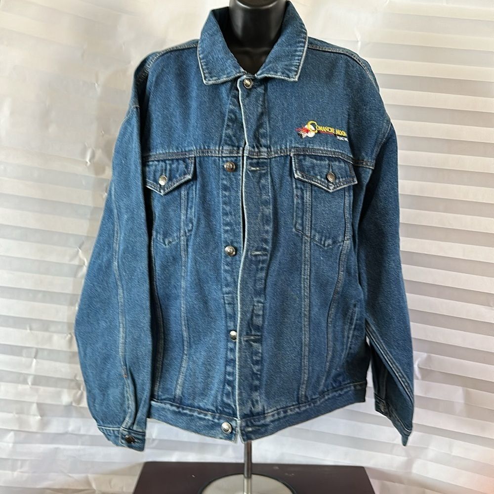 Port Authority Embroidered Denim Jacket XL Comanche Moon Western Theme
